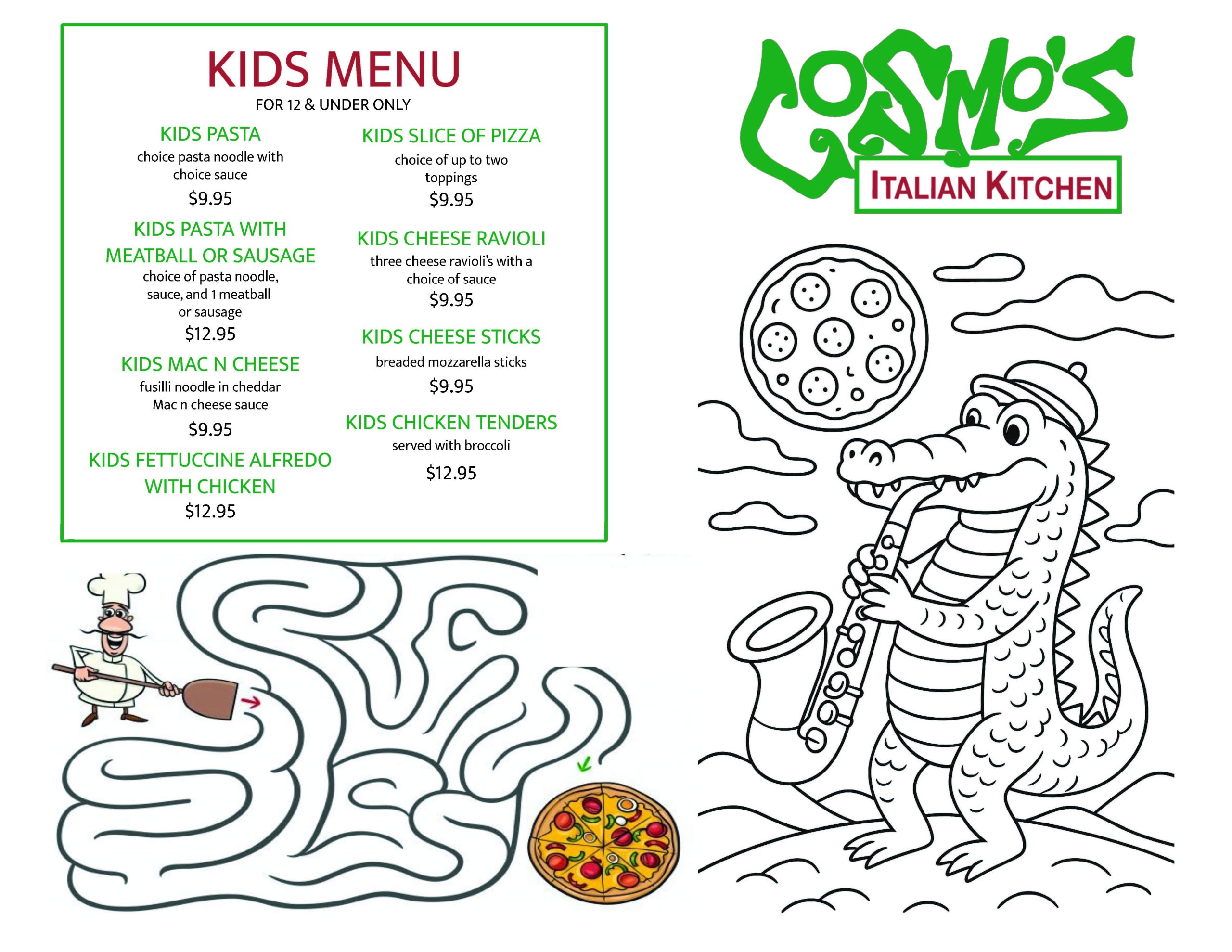 Cosmos Kids Menu